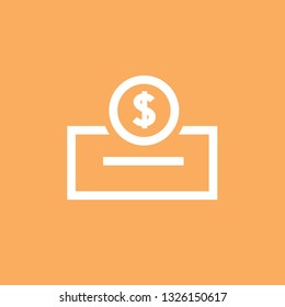 Simple save coin illustration with orange background, save money and coin in bank logo illustration simple save your money for the future life icon and logo illustration