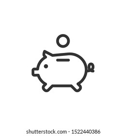 Simple savings money icon in line style design on white background. Related to business, office, finance, banking, website or mobile app and user interface. Vector Illustration Pixel Perfect 48x48.