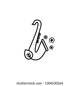 Simple Saxophone Flower Leaf Nature Eco Music. Can use for icon or logo