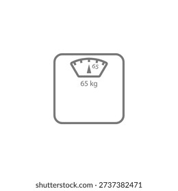 Simple scale icon displaying a weight of sixty five kilograms
