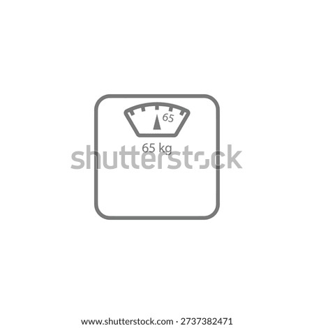 Simple scale icon displaying a weight of sixty five kilograms
