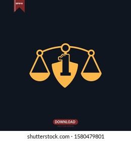 Simple scale icon law concept logo vector design