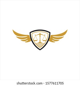 Simple scales of attorney law logo vector. Artistic balace weigher with lawyer pillar for justice. Protect people from injustice and puniahment. modern vintage look. Flat design. Apply to web, apps 