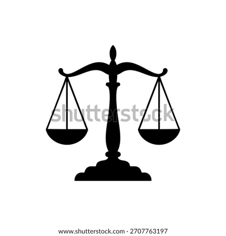 Simple scales of justice silhouette vector flat illustration design.