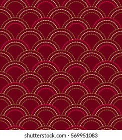 Simple Scaly Geometric Seamless Pattern on Claret Background. Vector Illustration for Your Design.
