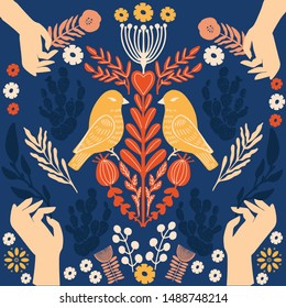 Simple Scandinavian pattern primitive naive style minimalistic and cute