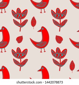 Simple scandinavian pattern primiyive naive style minimalistic and cute