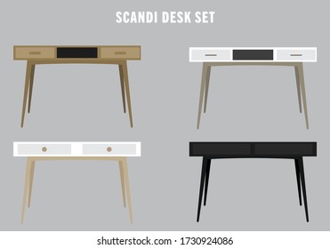 Simple Scandinavian style desk vector set