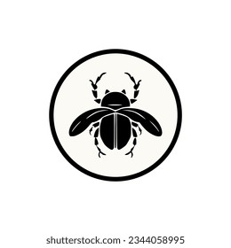 simple escarabajo insecto salvaje naturaleza animal silvestre logo ilustración de vector diseño