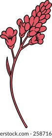 Simple Scarlet Pimpernel with Tiny Floral Structure, Outlined