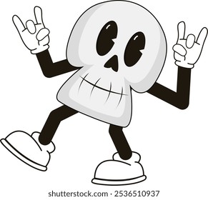 simple scary skull halloween mascot illustration with funny pose and expression