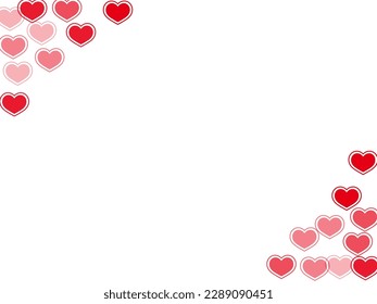 Sencillos corazones dispersos cayendo fondo valentino. Moderno telón de fondo del 14 de febrero. Los corazones brillantes aman los símbolos emocionales aislados en un fondo transparente. Decoración sencilla de aniversario.
