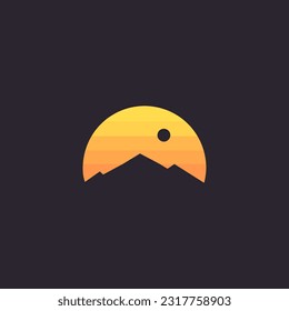 Simple scenery flat illustration, mountan landscape flat vector design