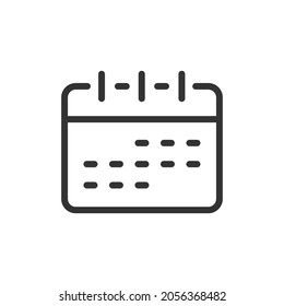 Simple schedule line icon. Premium symbol in stroke style. Design of schedule icon. Vector illustration.