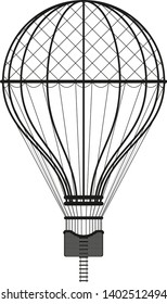 simple schematic image of classic passenger balloon isolated on white background