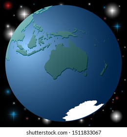A simple, schematic image of the globe. Continents and the ocean, global concept. Vector image.