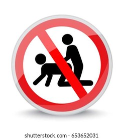 Simple schematic people having sex and a red prohibitory sign