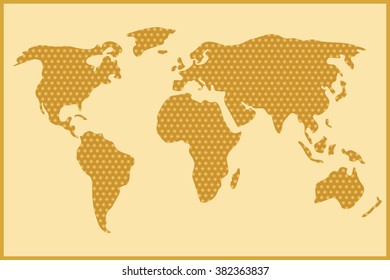 Simple and schematic world map out of honey comb, vector illustration