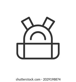 Simple school bag line icon. Premium symbol in stroke style. Design of school bag icon. Vector illustration.