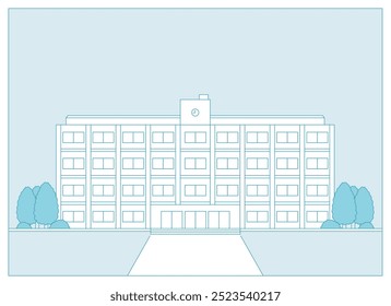 Simple school building illustration junior high school high school