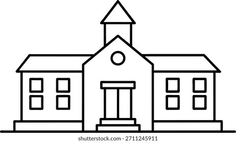 Simple School Building Line Art Icon