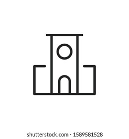 Simple school building line icon. Stroke pictogram. Vector illustration isolated on a white background. Premium quality symbol. Vector sign for mobile app and web sites.