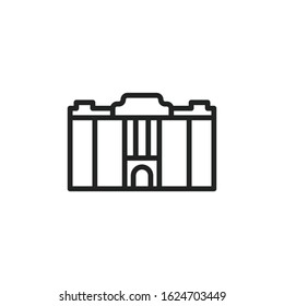 Simple school building line icon. Stroke pictogram. Vector illustration isolated on a white background. Premium quality symbol. Vector sign for mobile app and web sites.
