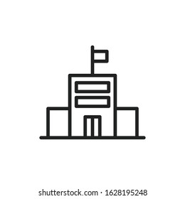 Simple school building line icon. Stroke pictogram. Vector illustration isolated on a white background. Premium quality symbol. Vector sign for mobile app and web sites.