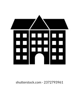 Simple school building line icon. Stroke pictogram. Vector illustration isolated on a white background. Premium quality symbol. Vector sign for mobile applications and websites.