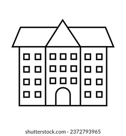 Simple school building line icon. Stroke pictogram. Vector illustration isolated on a white background. Premium quality symbol. Vector sign for mobile applications and websites.