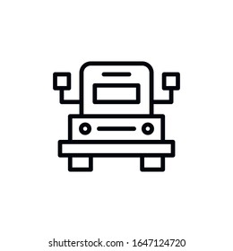 Einfache Schulbuslinie Symbol. Piktogramm anheben. Vektorillustration einzeln auf weißem Hintergrund. Qualitätszeichen von Premium. Vektorillustration-Zeichen für mobile App und Webseiten.
