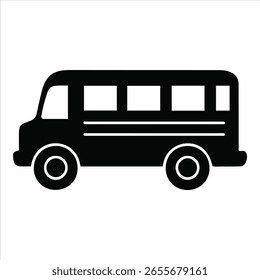 Icono de silueta de autobús escolar simple: diseño de Vector negro
