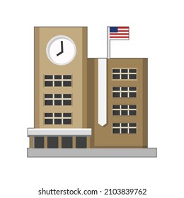 Simple school collage or university flat icon isolated on white background, building or places concept sign and symbol vector illustration.