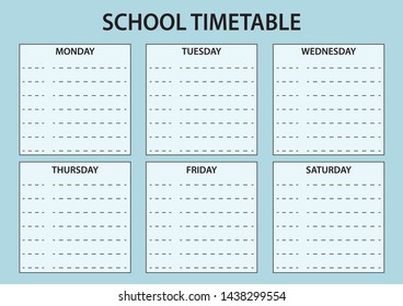 Simple school timetable on a blue background. Vector illustration. template schedule for advertising brochure, poster.
