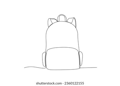 Eine einfache Schultasche. Einzeilige Zeichnung der Schultasche