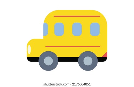 Simple Schoolbus Flat Icon For Web. Minimalist School Bus Flat Vector Sign. City Transport Vector Design Web Icon. Cute School Kid Riding Yellow Schoolbus Logo Isolated Clipart. School Supplies Icon