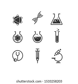 Simple science equipment set icon flat design