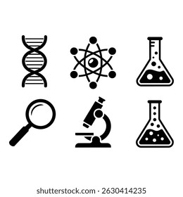Simple science icons set for educational or scientific use