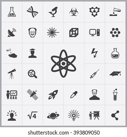 Simple science icons set. Universal science icons to use for web and mobile UI, set of basic UI science elements