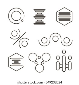 Simple science logo set on white background. Icon template for biology, chemistry, medicine laboratory. Symbol for corporate branding identity. Stock vector illustration.