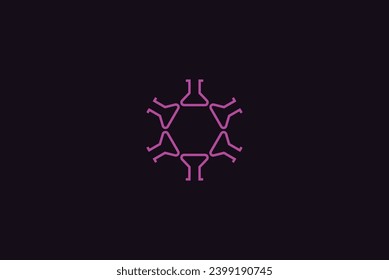 Simple science technology tube glass lab logo design icon vector template