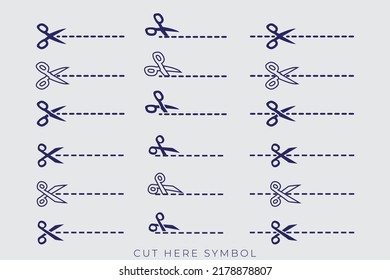 Simple Scissor Cut Here symbol design art