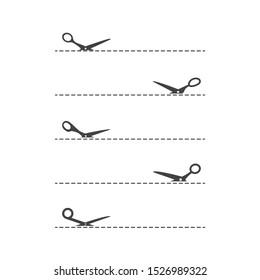 Simple Scissor icon set. Black and isolated vector.