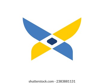 Simple scissor letter X shape logo template design