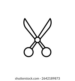 Simple Scissors Outline On A Transparent Background In Minimalist Style