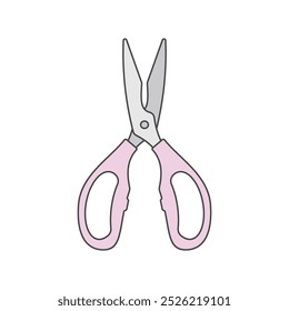Simple scissors vector illustration, scisscor vector in lineal color style isolated on a white background