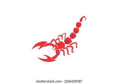 escorpión simple en rojo sobre fondo blanco