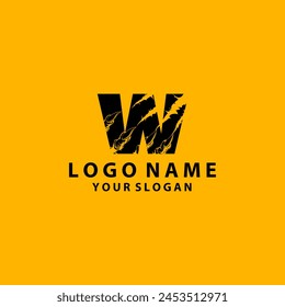 simple scratched W logo letter creative design