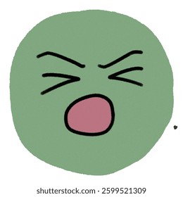 simple scream gesture smiley emotion doodle in green round vector
