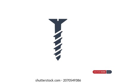Icono de tornillo simple aislado en fondo blanco. Elemento de plantilla de diseño de iconos de vectores planos para necesidades industriales y de construcción.